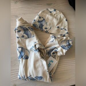 CARTERS Baby sleeping matching set white and blue 3months